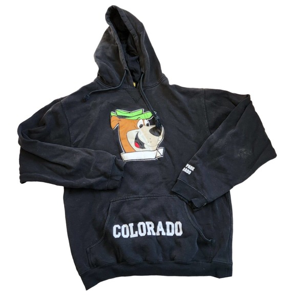 Vintage Black Estes Park Colorado Yogi Bear Hoodie sweatshirt Unisex Men's M
